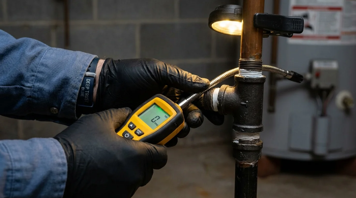 Gas leak detection with electronic sniffer by Johns Plumbing LLC in Mound