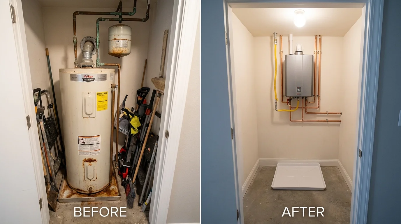 Tank water heater versus wall-mounted tankless unit comparison for Mound, MN homeowners