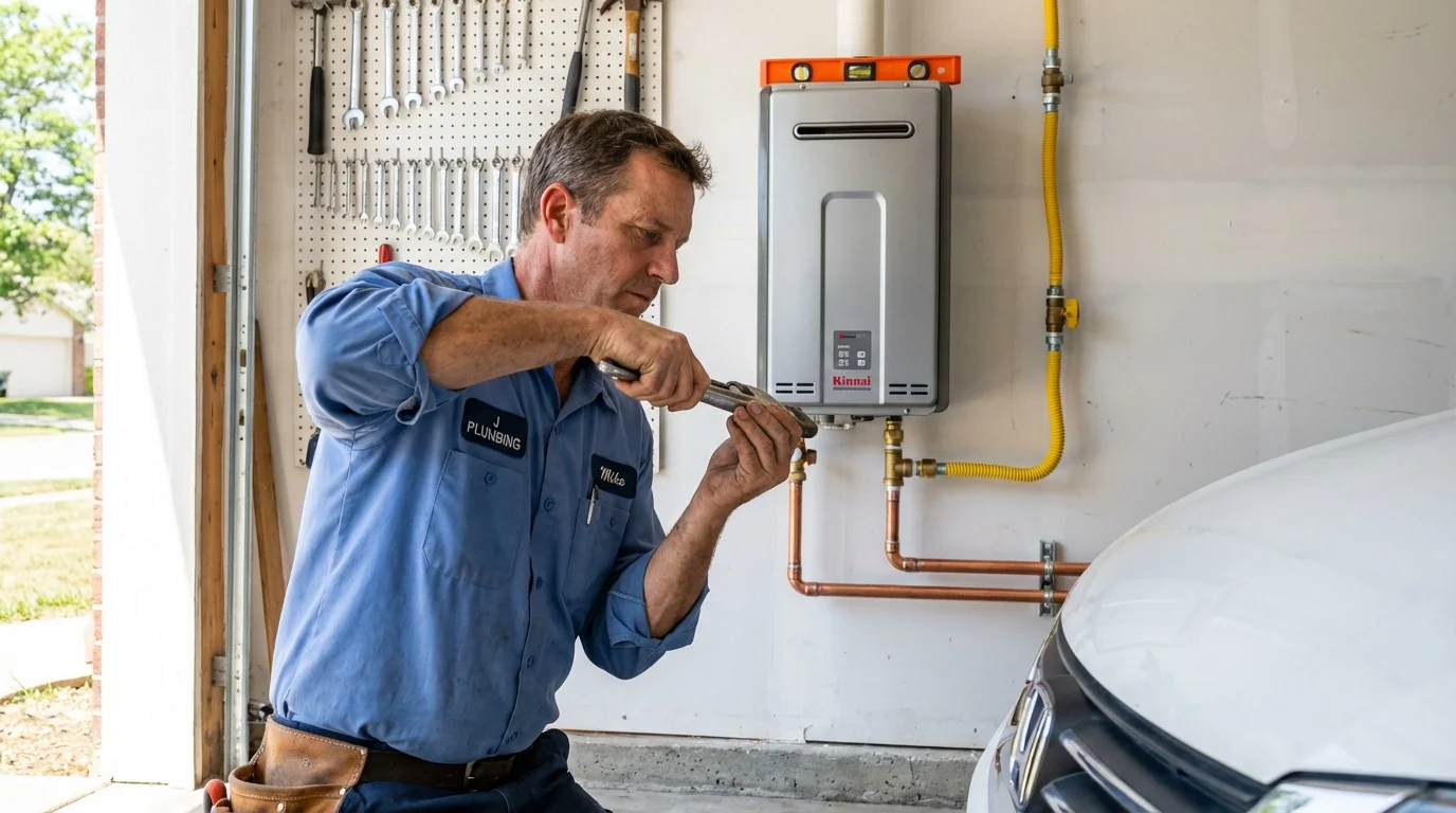 Tankless water heater installation by a Johns Plumbing LLC plumber in Mound